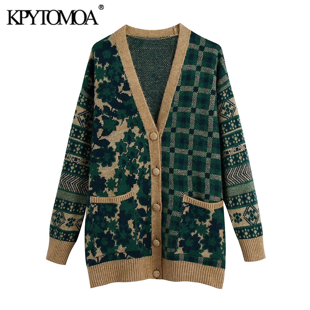 KPYTOMOA Women 2021 Fashion Loose Jacquard Knit Cardigan Sweater Vintage Long Sleeve Patch Poets Female Outerwear Chic Tops, Default color
KPYTOMOA Women 2021 Fashion Loose Jacquard Knit Cardigan Sweater Vintage Long Sleeve Patch Poets Female Outerwear Chic Tops, Default color