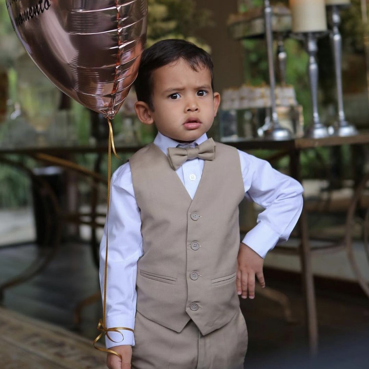 Ring Bearer Boy's Formal Wear Vest +Pants for Tuxedos Children Clothing For Wedding Party Kids Suit Boy Set (Vest+Pants+Bow)