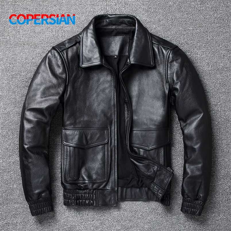 COPERSIAN Plus Size 8XL Men's winter Leather Jacket Men Classic A2 Cowhide Coat Genuine Leather Jacket Quality 220124