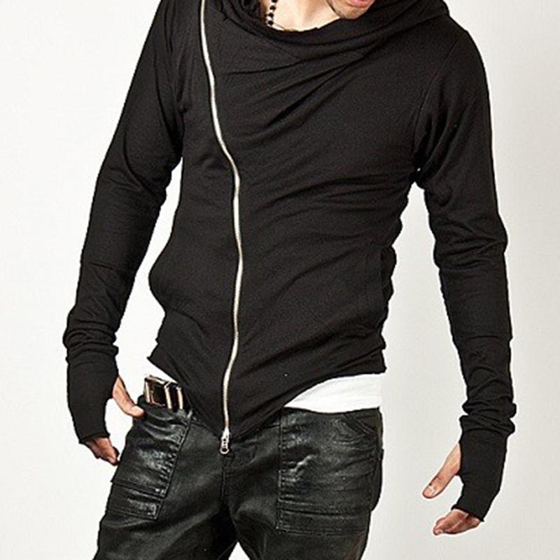 Men's Hoodies & Sweatshirts Fashion Men Side Zipper Coat Cotton Sports Jacket Diagonal Mens Hoodie Male Tops1