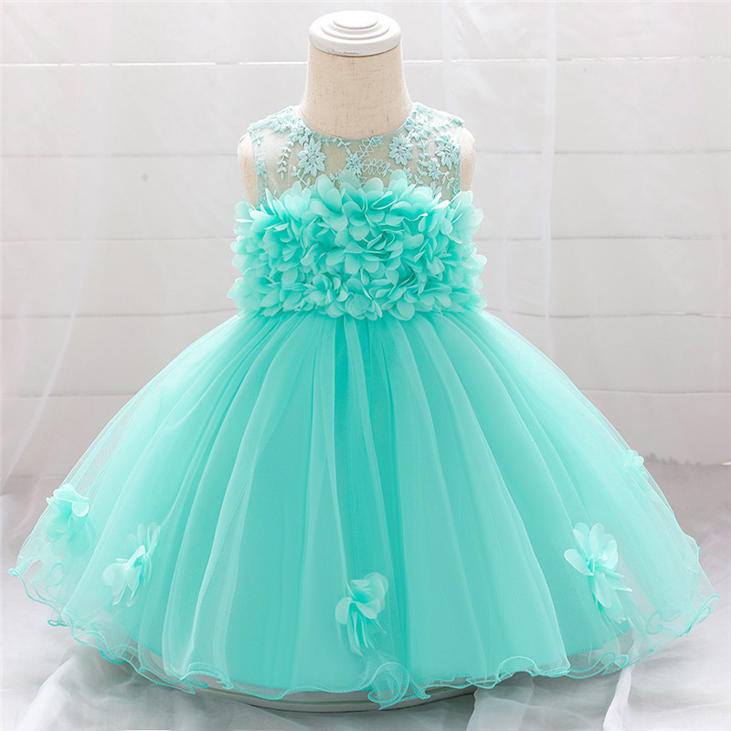 Infant Baby Girl Dress Lace Tulle Baptism Dresses for Girls 1st Year Birthday Beading Appliqued Party Wedding Baby Clothing LJ200827