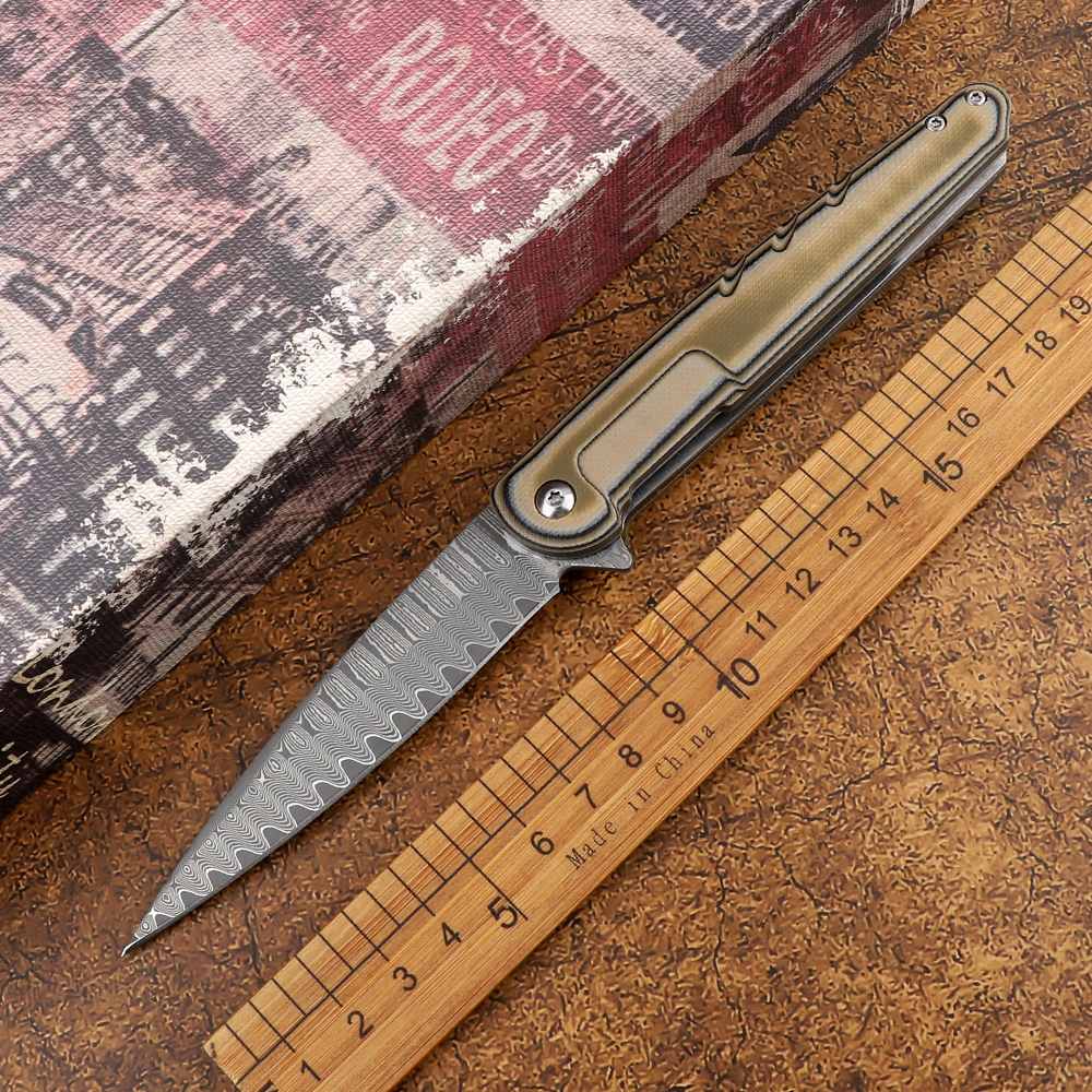 New Damascus steel blade G10 handle outdoor survival tactics camping hunting self-defense multifunctional EDC tool fruit folding knife
New Damascus steel blade G10 handle outdoor survival tactics camping hunting self-defense multifunctional EDC tool fruit folding knife