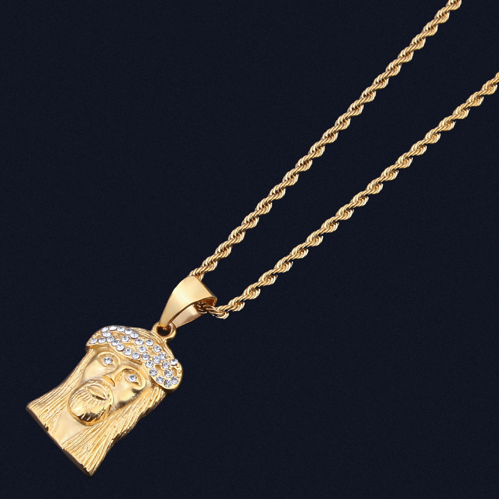 New Mens Hip Hop Jewelry Fashion Stainless Steel JESUS Piece Pendant High Quality Gold Necklace Free shipping Free shipping