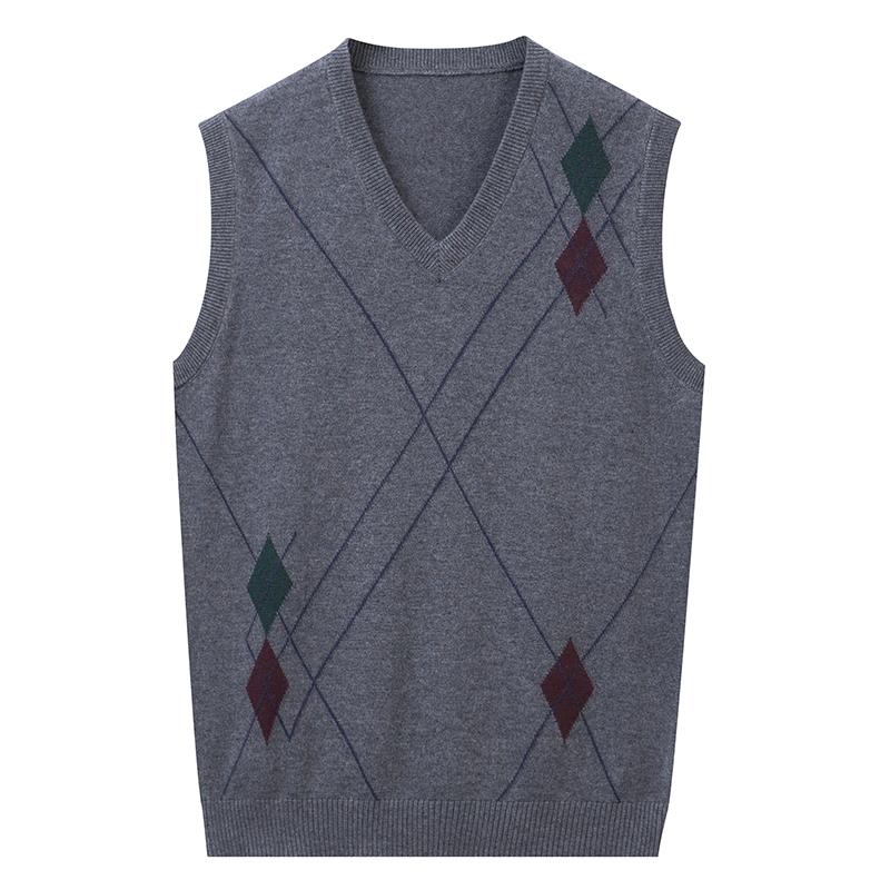 Man Cashmere Sweater Autumn Spring Casual Argyle Patterns Sweaters Vest Male Sleeveless Knit Tops Pullovers1
