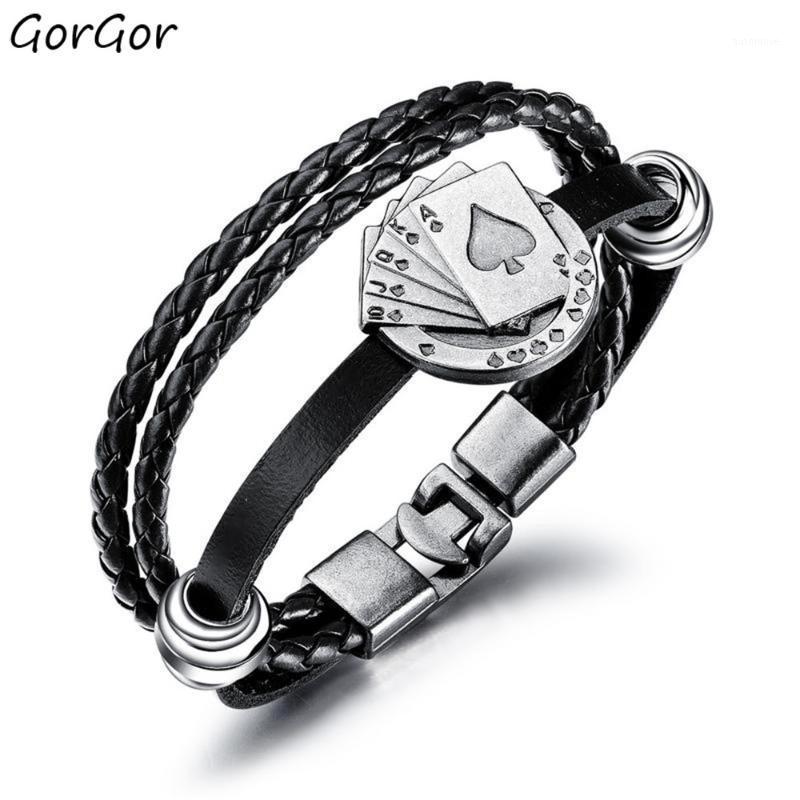 GorGor Bangles Men Stainless Steel Originality Statement Leather Weaving Vintage Playing Cards Individuality Accessories PS-12631
GorGor Bangles Men Stainless Steel Originality Statement Leather Weaving Vintage Playing Cards Individuality Accessories PS-12631