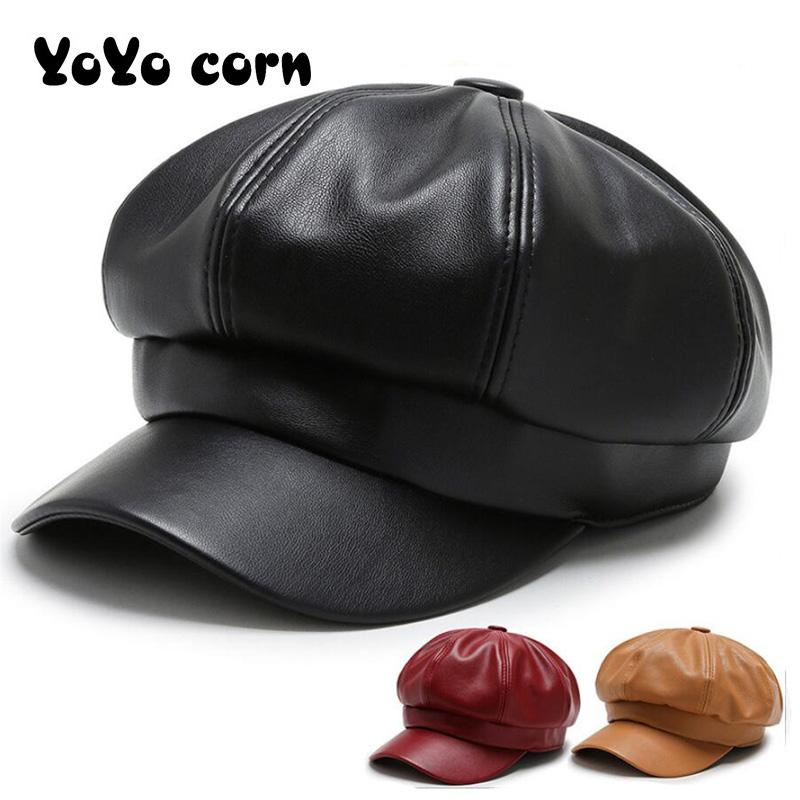 Women PU Peaked Beret Caps Girls Retro Solid Color Octagonal Cap leathe Winter Autumn Painter Hats Classy Faux Leather Beret Hat, Black
Women PU Peaked Beret Caps Girls Retro Solid Color Octagonal Cap leathe Winter Autumn Painter Hats Classy Faux Leather Beret Hat, Black
