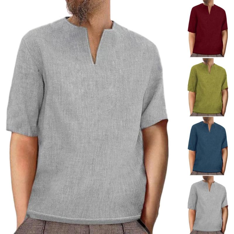 Men' Shirts ropa camiseta Summer Casual Baggy Retro Cotton Linen Solid Short Sleeve V Neck Shirts Tops Blouses harajuku, Gray
Men' Shirts ropa camiseta Summer Casual Baggy Retro Cotton Linen Solid Short Sleeve V Neck Shirts Tops Blouses harajuku, Gray