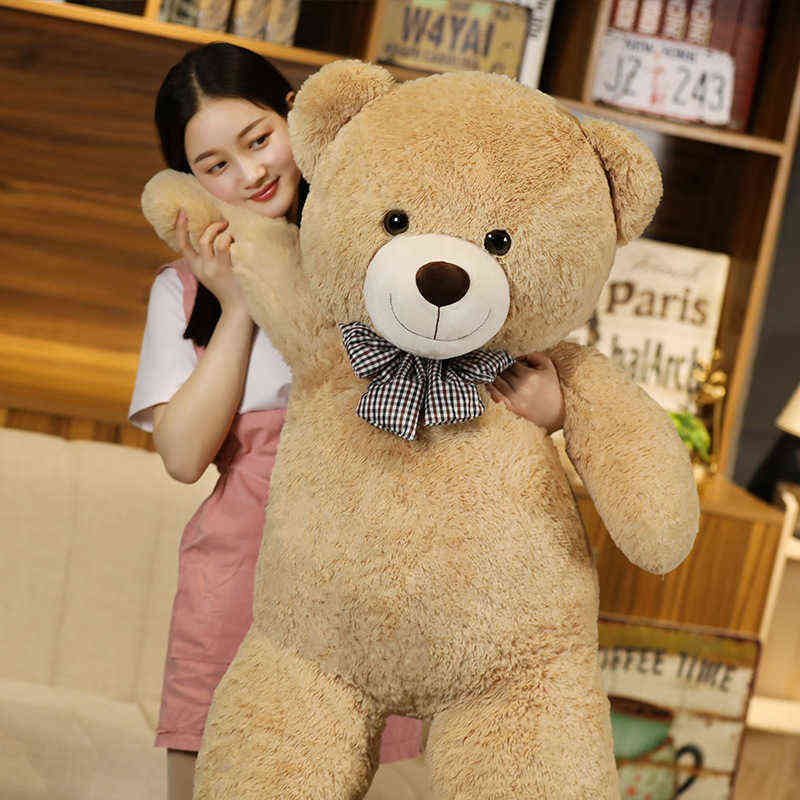 Giant 95/120/140cm Soft Teddy Bear Plush Toys Pink&Brown Bear Super Big Hugging Pillow Animal Cushion Children Birthday Gift AA220314
