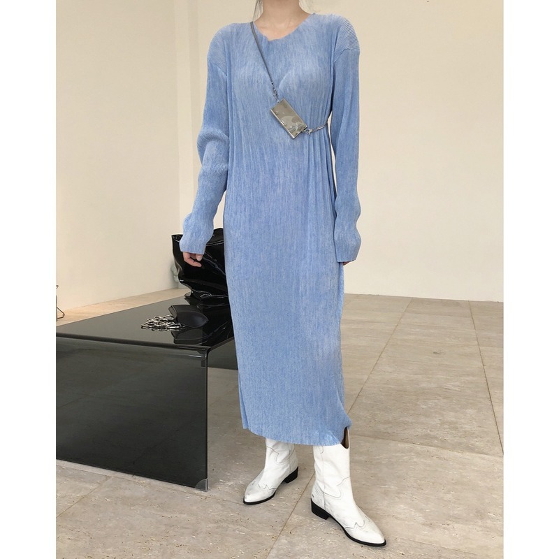2021 New Spring and autumn elegant fashion plied around the neck dressed loosely thin dress of solid colour for woman W73P, Wathet
2021 New Spring and autumn elegant fashion plied around the neck dressed loosely thin dress of solid colour for woman W73P, Wathet