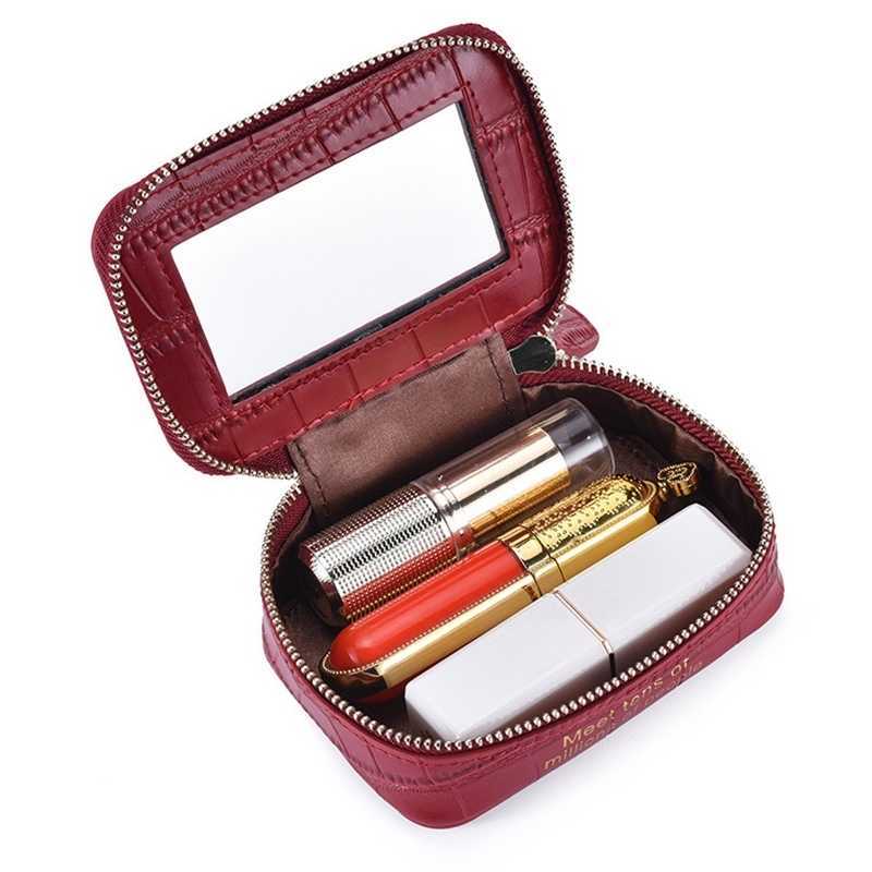 Up Bag With Mirror Make For Women Cosmetic Pouch Organizer Storage Case Tiny Lip Sticks Box Lipstick Pocket Bags 202211