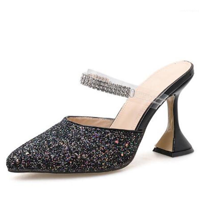 women sandals PU Sequined Cloth Slip On 9cm Thin Heels High heels Pointed Toe Bling Shallow sandal women shoes 2020 size 35-421, Black
women sandals PU Sequined Cloth Slip On 9cm Thin Heels High heels Pointed Toe Bling Shallow sandal women shoes 2020 size 35-421, Black