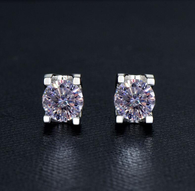 Sterg Sier S 2CT Moissanite Dia Earring Wedding Engagement Earrings Eent Cut Snow Round Hip Hop