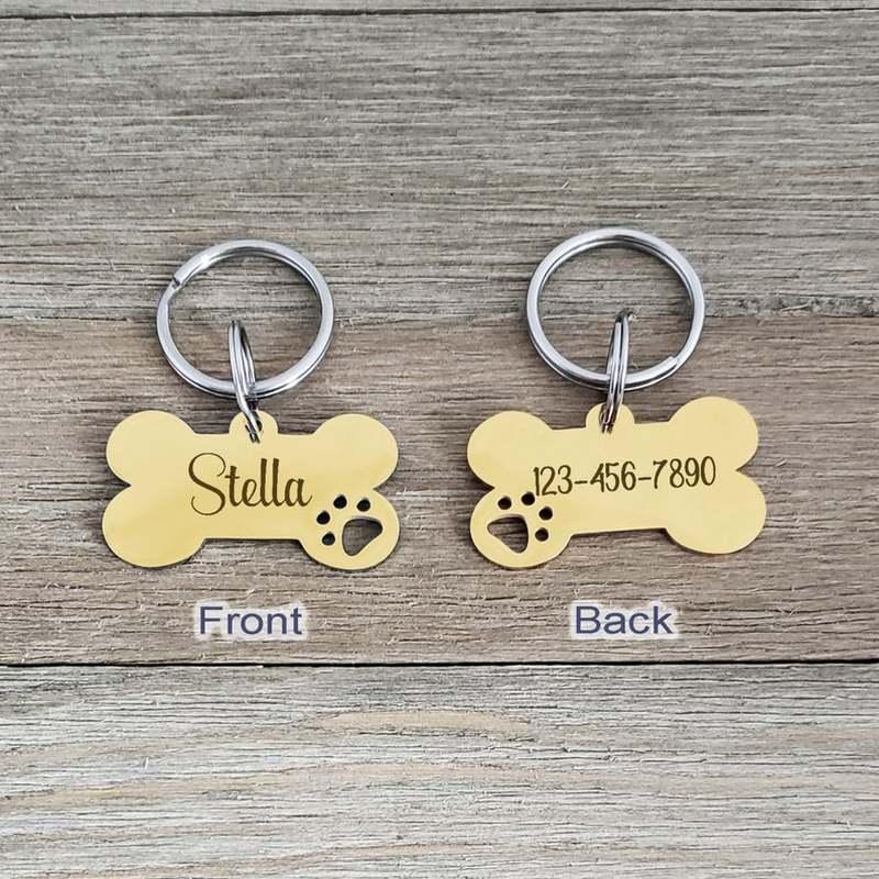 Personalized Dog Name Tag with Bone Shape Laser Engraving Custom Pet Tag for Dogs Cats or Other Pets Customized Products