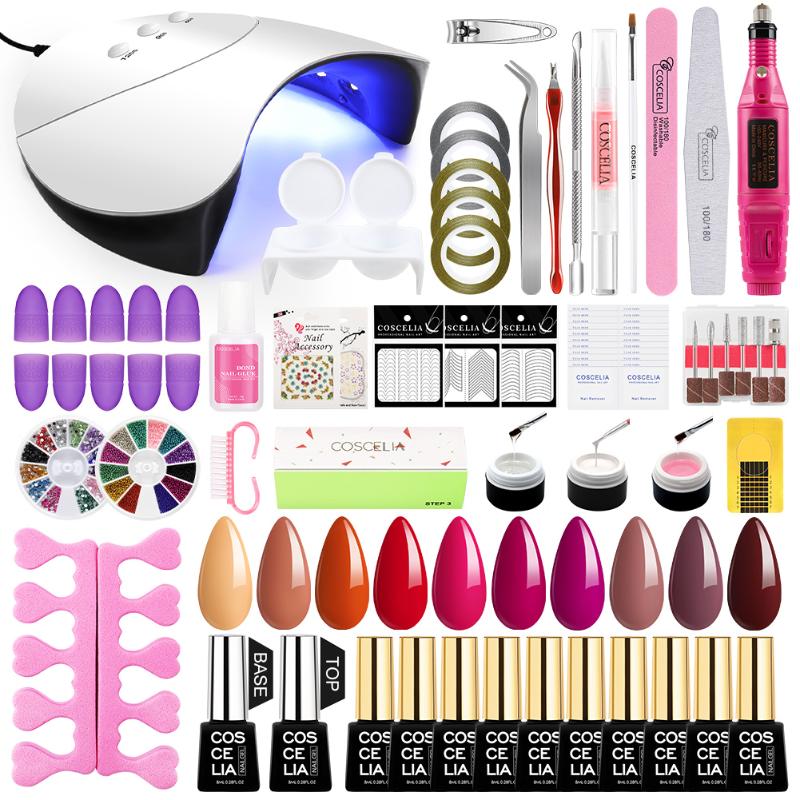 COSCELIA 36W UV LED Lamp Manicure Set 10 Colors Gel Nail Polish Set Top Base Coat Manicure Tool Nail Kit Art Tools
COSCELIA 36W UV LED Lamp Manicure Set 10 Colors Gel Nail Polish Set Top Base Coat Manicure Tool Nail Kit Art Tools