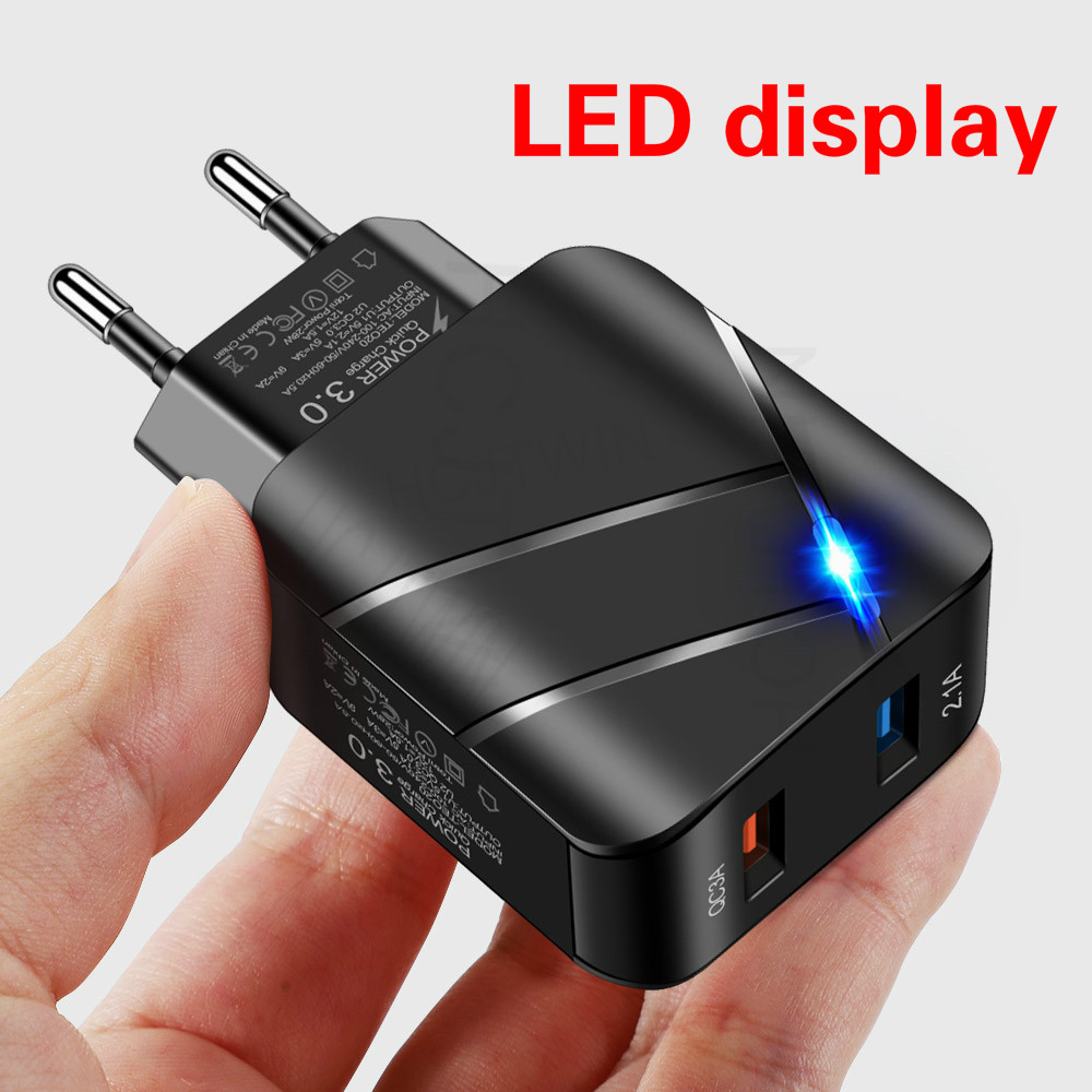Factory Wholesale LED display 28W QC3.0+2A quick cellphone charger fast wall adapter Charging for Samsung S9 S10
Factory Wholesale LED display 28W QC3.0+2A quick cellphone charger fast wall adapter Charging for Samsung S9 S10