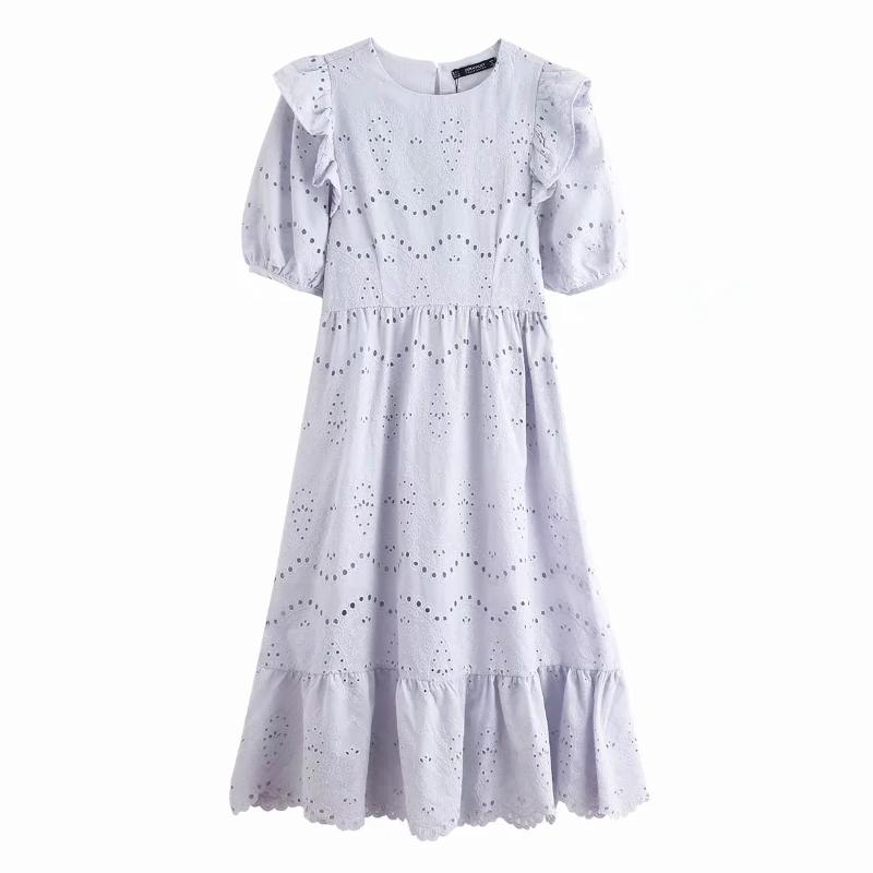 Casual Woman Hollowing embroidery O Neck Lantern Sleeve Midi Dress 2020 New Fashion Ladies Ruffle hem Loose Dresses D5599, As pic
Casual Woman Hollowing embroidery O Neck Lantern Sleeve Midi Dress 2020 New Fashion Ladies Ruffle hem Loose Dresses D5599, As pic