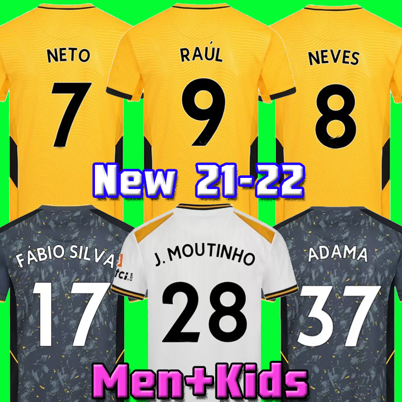 21 22 Wolves Soccer Jerseys third Aït Nouri SEMEDO RAUL NETO NEVES 2021 2022 Boly J.OTTO PODENCE FAIO SILVA Football SAISS Shirts J.MOUTINHO ADAMA Men Kits tops Uniforms