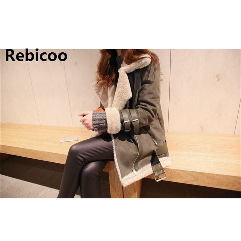 Women Winter Wool Coat Fur Collar Suede Jacket Women Windbreaker Outwear Motorcycle Jacket Femme Hiver Manteau Invierno Abrigos 201106