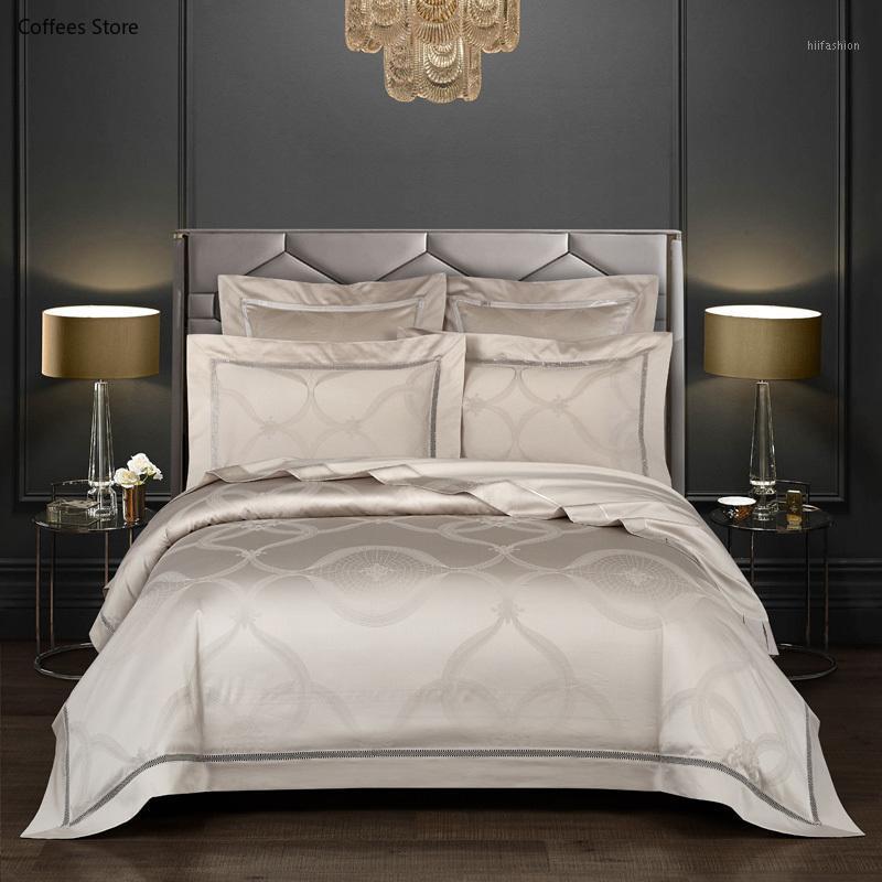 Premium Egyptian Cotton Jacquard Duvet Cover Set Luxury Extra King US Queen King 4/6Pcs Bedding Set Comforter Cover Bed Sheet1, Color 2 
Premium Egyptian Cotton Jacquard Duvet Cover Set Luxury Extra King US Queen King 4/6Pcs Bedding Set Comforter Cover Bed Sheet1, Color 2