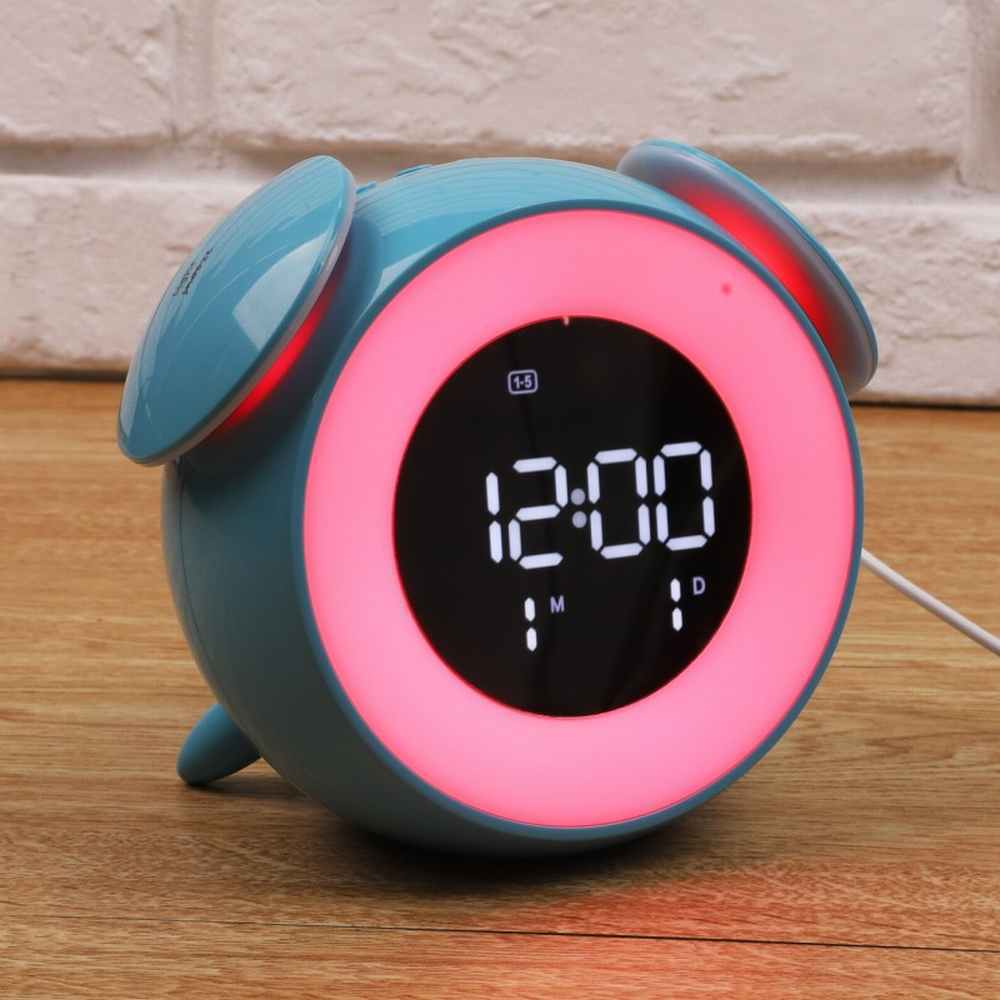 LED digital alarm bedside table desk electronic atmosphere lamp sunrise sunset light mirror music clock LJ201212