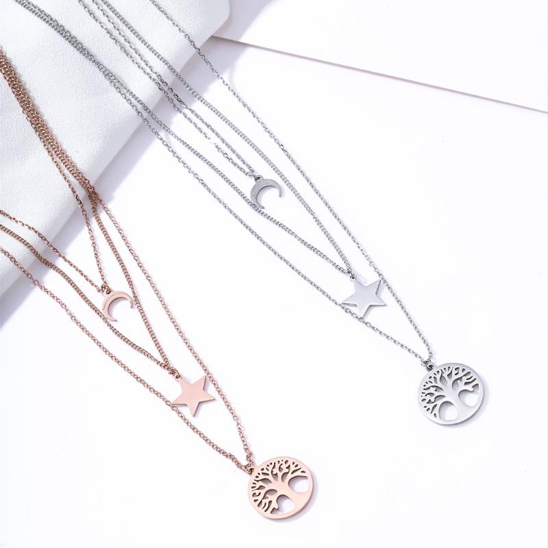 Stainless Steel Tree Of Life Moon Star Pendant Necklace For Women Trendy Multi-layered Necklace femme Bijoux collier Dropship
Stainless Steel Tree Of Life Moon Star Pendant Necklace For Women Trendy Multi-layered Necklace femme Bijoux collier Dropship