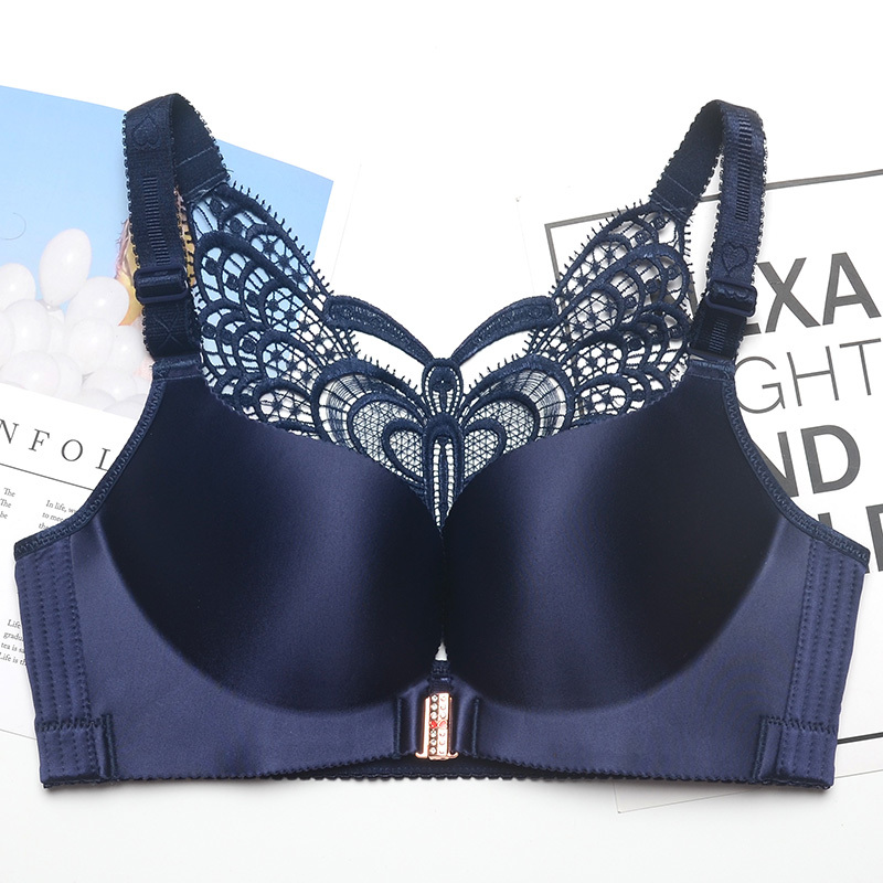 Large size beauty back bra front button underwear fat MM sexy gathered with no steel ring on the top of the breast, thin chest open back, Navy blue
Large size beauty back bra front button underwear fat MM sexy gathered with no steel ring on the top of the breast, thin chest open back, Navy blue