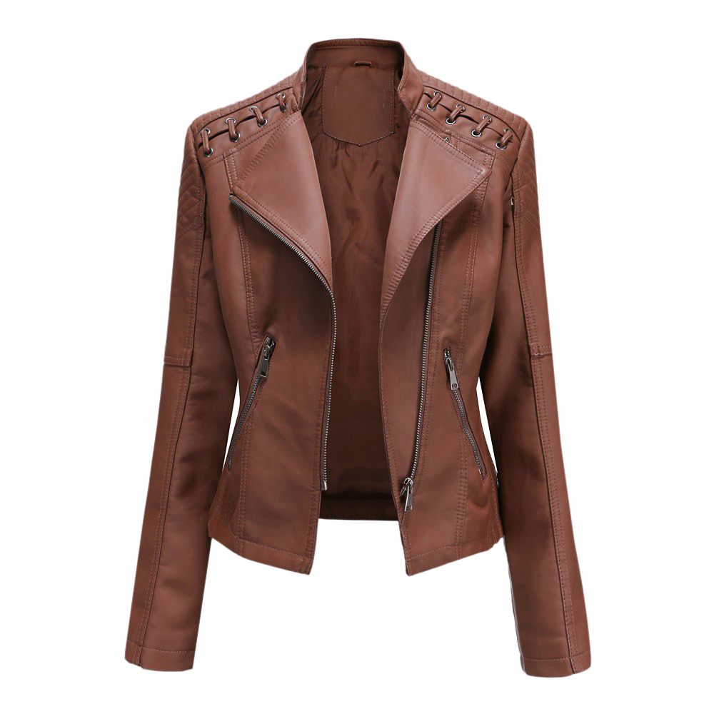 Leather Jacket For Women Spring Autumn Solid Slim Cool Female PU Faux Leather Jacket Women Basic Zipper Jacket Streetwear 201030
