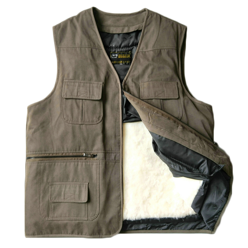and Winter Autumn Wool Leather From a Lambskin Middle-aged Men Thick of Cotton Warm Vest Daddy Shoulders 8ga7, Khaki.
and Winter Autumn Wool Leather From a Lambskin Middle-aged Men Thick of Cotton Warm Vest Daddy Shoulders 8ga7, Khaki.
