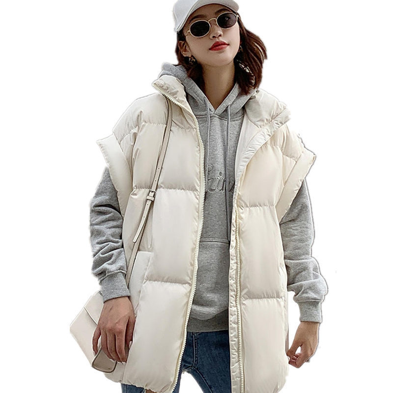 Fashion Vest Woman Jacket Waistcoat Mujer Chaqueta Loose Warm Ladies Vest Thick Sleeveless Down Cotton Vest Female Solid Q2904 201211