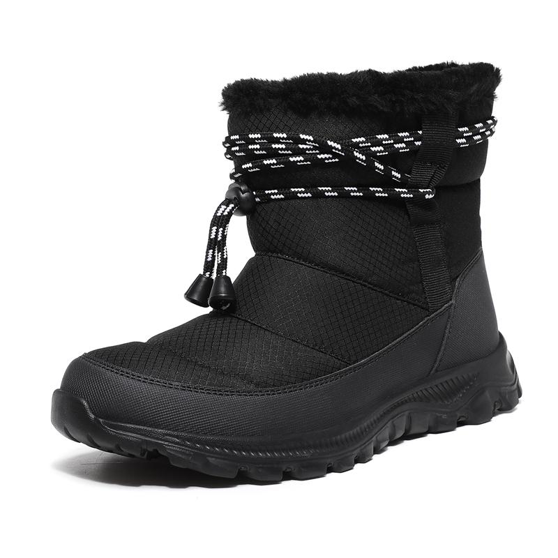 High Top Snow Shoes Women Winter Outdoor Walking Sneakers Fashion Plush Boots Warm Velvet Non-Slip Snow Shoes for Cold Weather, Black