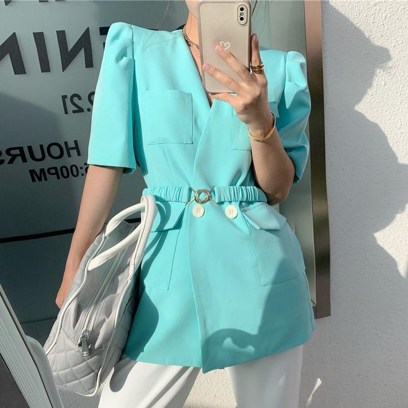Women's Suits & Blazers Blazer Blue V Neck Puff Sleeve Jacket Women Belt Summer Fashion Elegant Office Lady White Short Clothing, White;black
Women's Suits & Blazers Blazer Blue V Neck Puff Sleeve Jacket Women Belt Summer Fashion Elegant Office Lady White Short Clothing, White;black