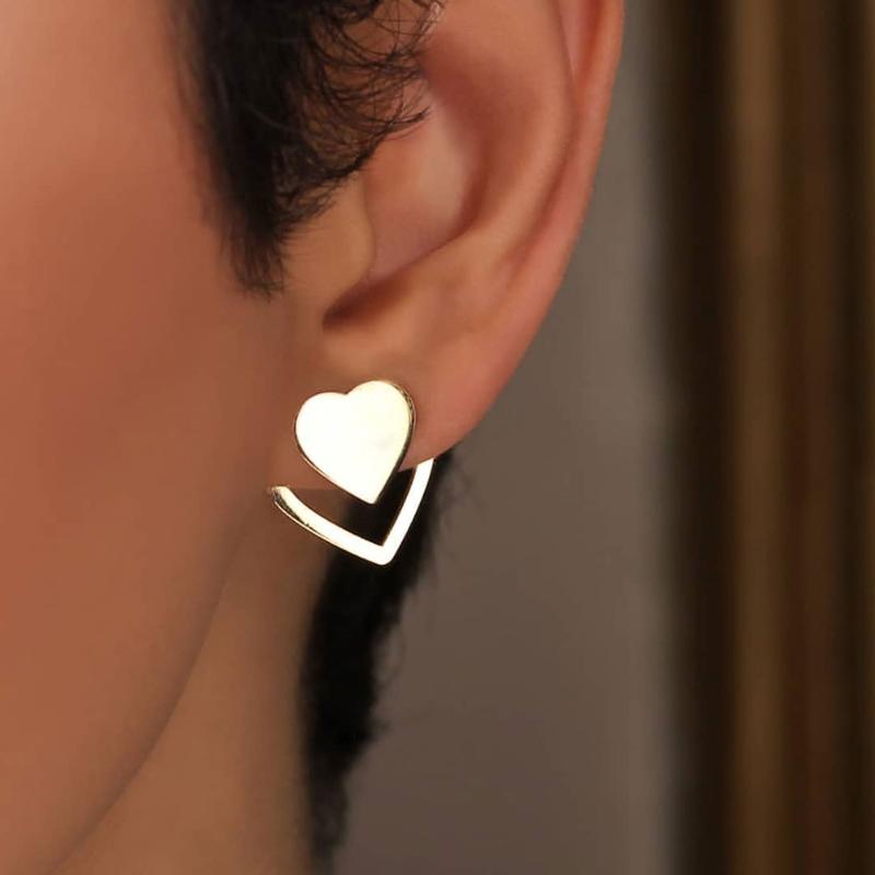 New European Fashion Cross Border Double Love Heart Shaped Earrings