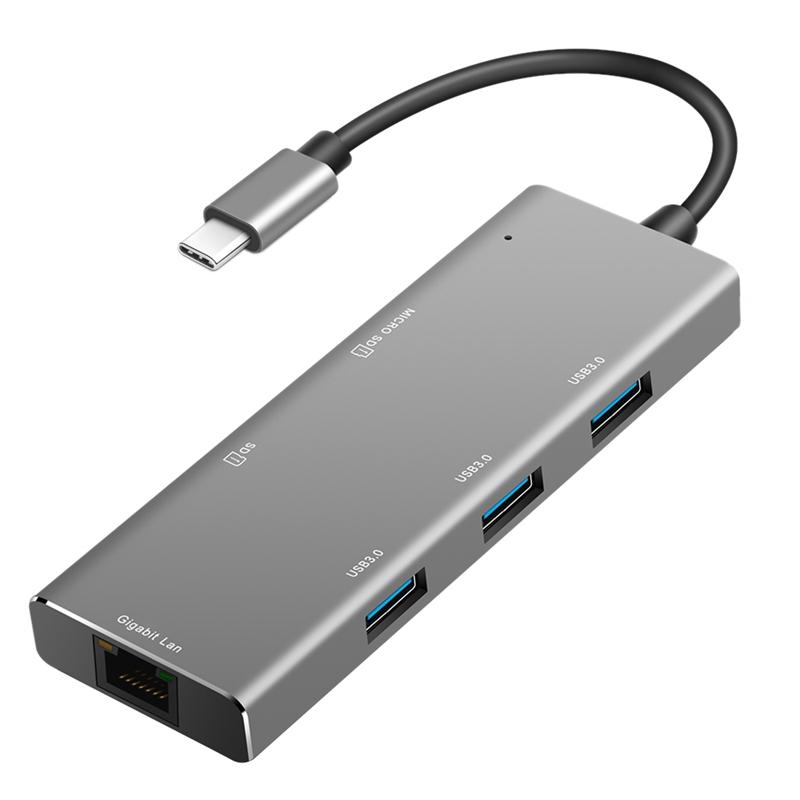 Type-C Docking Station Gigabit Network Port Low Temperature and High Speed Usb 3.0 Hub Six in One RJ45
Type-C Docking Station Gigabit Network Port Low Temperature and High Speed Usb 3.0 Hub Six in One RJ45
