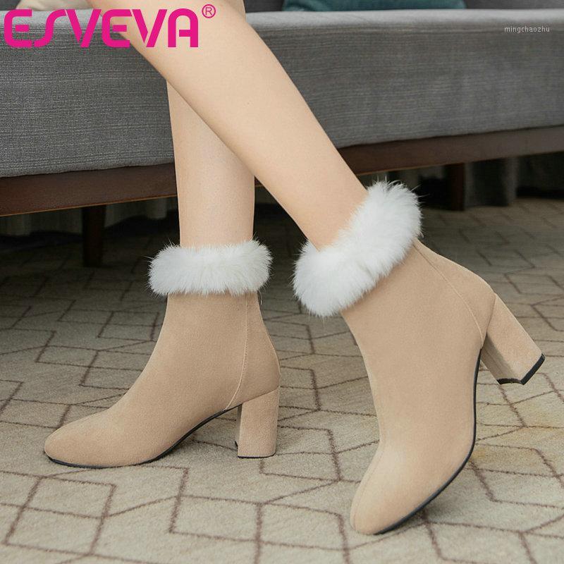 ESVEVA 2021 Square High Heel Flock+PU Ankle Boots Women Boots Shoes Platform Princess Style Zipper Size 34-431, Beige
ESVEVA 2021 Square High Heel Flock+PU Ankle Boots Women Boots Shoes Platform Princess Style Zipper Size 34-431, Beige