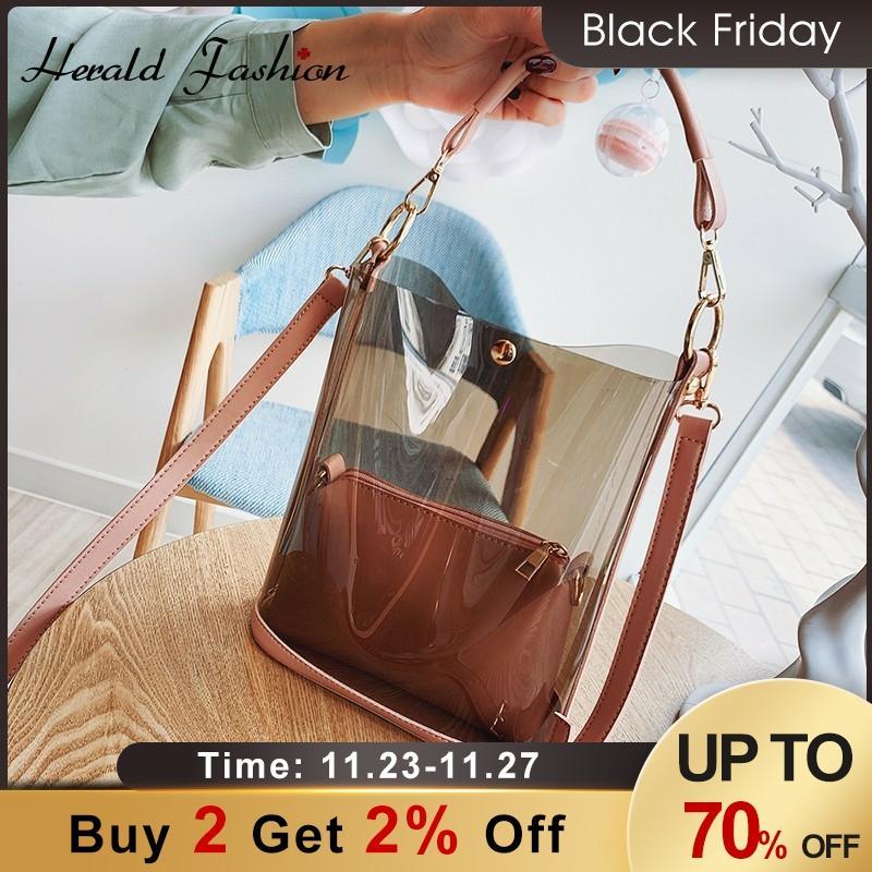 Herald Fashion 2PCS Clear Transparent PVC Women Shoulder Summer Beach Large Handbags Casual Tote Ladies' Crossbody Bag Q1129, Pink
Herald Fashion 2PCS Clear Transparent PVC Women Shoulder Summer Beach Large Handbags Casual Tote Ladies' Crossbody Bag Q1129, Pink