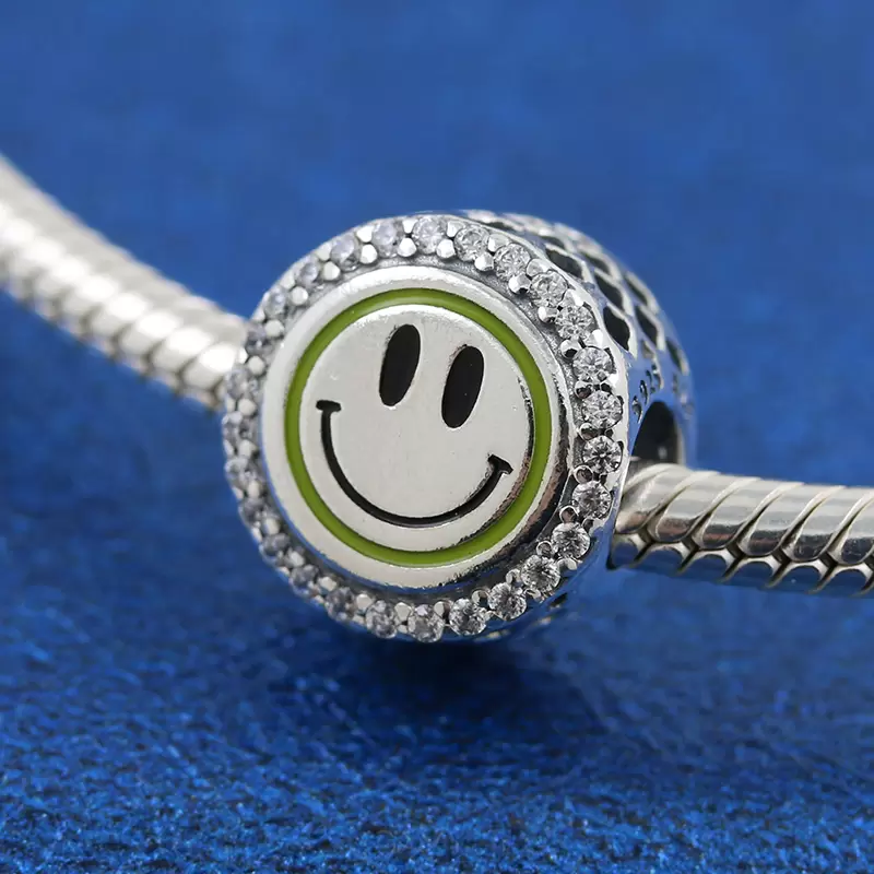 925 Sterling Silver Smiley Face Charm with Clear CZ Fits European Pandora Style Jewelry Bracelets, Black
925 Sterling Silver Smiley Face Charm with Clear CZ Fits European Pandora Style Jewelry Bracelets, Black