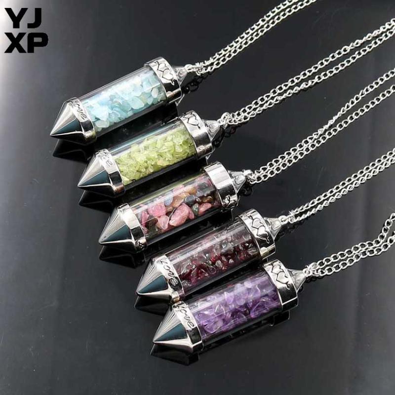 YJXP 1 Pcs Reiki Crushed Stones Wishing Bottle Pendant Link Chain Necklace Chakra Gravel Pyramid Point Balancing Amulet Jewelry
YJXP 1 Pcs Reiki Crushed Stones Wishing Bottle Pendant Link Chain Necklace Chakra Gravel Pyramid Point Balancing Amulet Jewelry