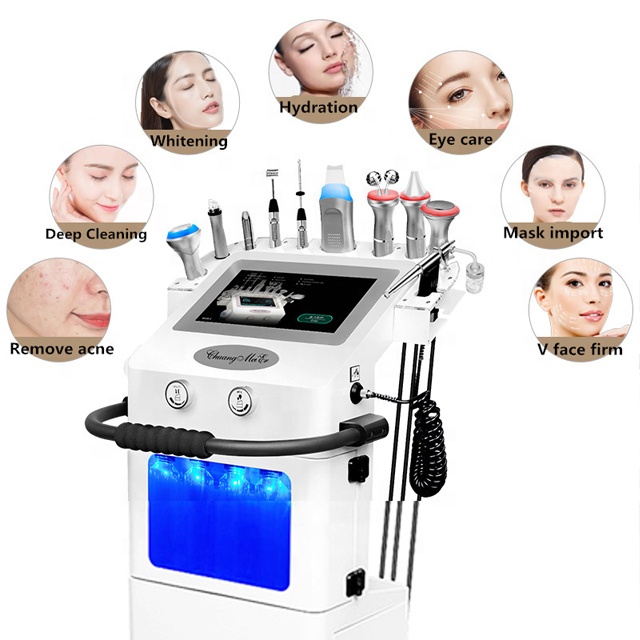 Vertical Hydra facial cleaning Microdermabrasion H2O2 oxygen beauty machine with high powerful vacuum pump aqua peel oxygen beauti equipment