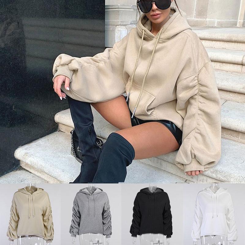 Women Hooded Long Sleeve Jumper Sweatshirt Ruched Sleeve Top Girls Sports Hoodies Autumn Winter Casual Pullover Black White Gray
Women Hooded Long Sleeve Jumper Sweatshirt Ruched Sleeve Top Girls Sports Hoodies Autumn Winter Casual Pullover Black White Gray