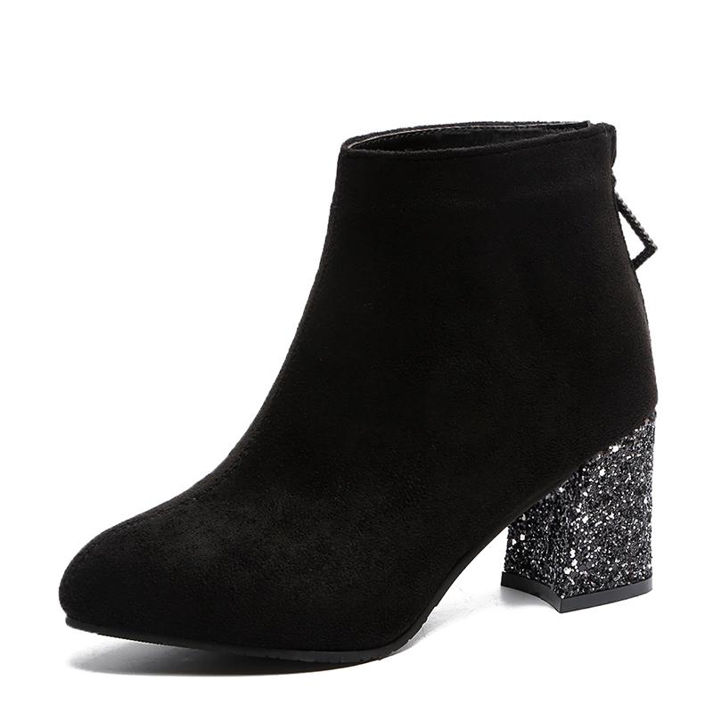 Fashion Women Boots Flock High Heels Ankle Boots Female Sequins Square Heel Winter Rubber Botines Shoes Botines Mujer Plus Size, Black
Fashion Women Boots Flock High Heels Ankle Boots Female Sequins Square Heel Winter Rubber Botines Shoes Botines Mujer Plus Size, Black