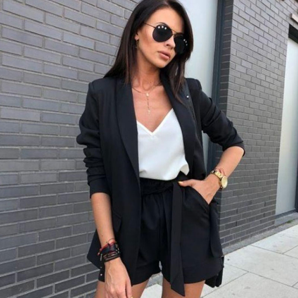 Autumn new sexy red apricot women's set long-sleeved jacket shorts office sets casual 2 piece two-piece party Pants set 201106