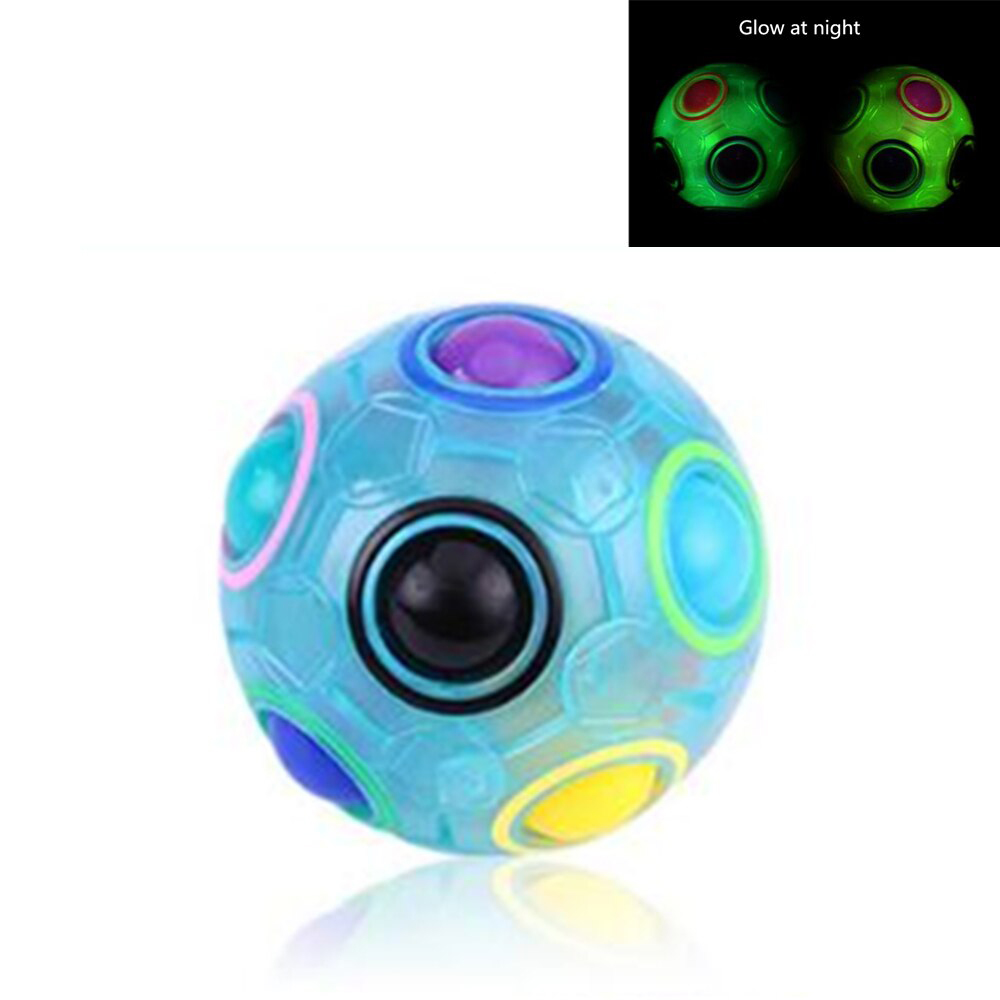 Rainbow Ball 3D Puzzle Magic Cube Glow Luminous Fidget Toy Brain Teasers Anti Stress Relief Christmas Gifts Educational Games for Children Kids Adults