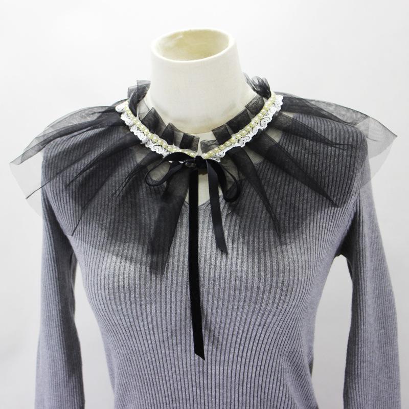Black Ladies Mesh Bowknot Ruffles Stand Fake Collar Removable Detachable Collars Half-Shirt False Collars Sweater Decoration
Black Ladies Mesh Bowknot Ruffles Stand Fake Collar Removable Detachable Collars Half-Shirt False Collars Sweater Decoration