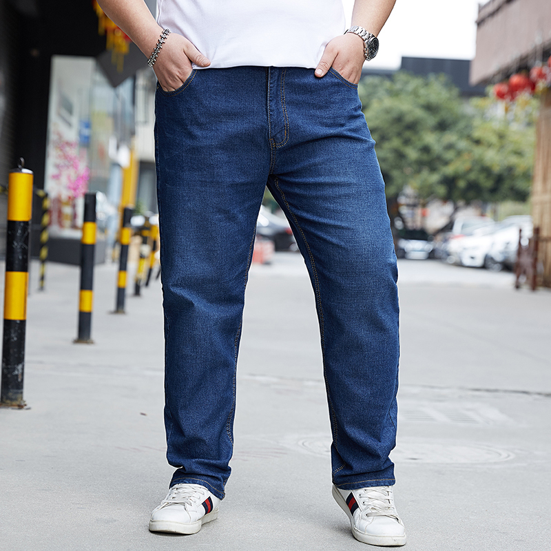 Plus Size Mens Clothes Wide Leg Loose Casual Elasticity Jeans Summer Men Plus Fat Thin Fashion Hip Hop Denim Trousers 201123