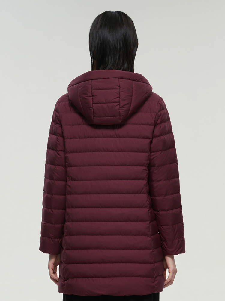 BOSIDENG new mid-length large size down jacket for female women hooded down jacket thin light long down coat B00131014B 201019