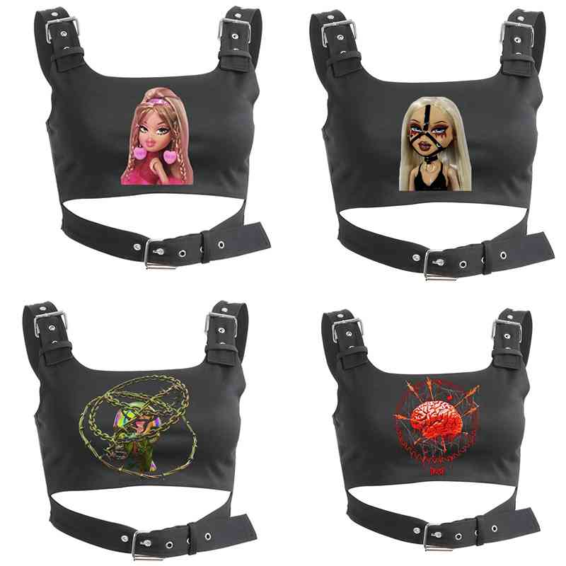 Exclusive Original Sleeveless Short Exposed Navel Sling Vest Street Vest Kawaii Rap Hip Hop Street Rock Gothic, White
Exclusive Original Sleeveless Short Exposed Navel Sling Vest Street Vest Kawaii Rap Hip Hop Street Rock Gothic, White