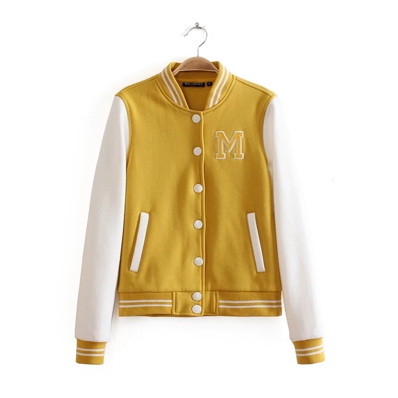 M classical bomber ladies jacket women coat female autumn casual cardigan team patchwork Baseball o-neck tops bolero 201126