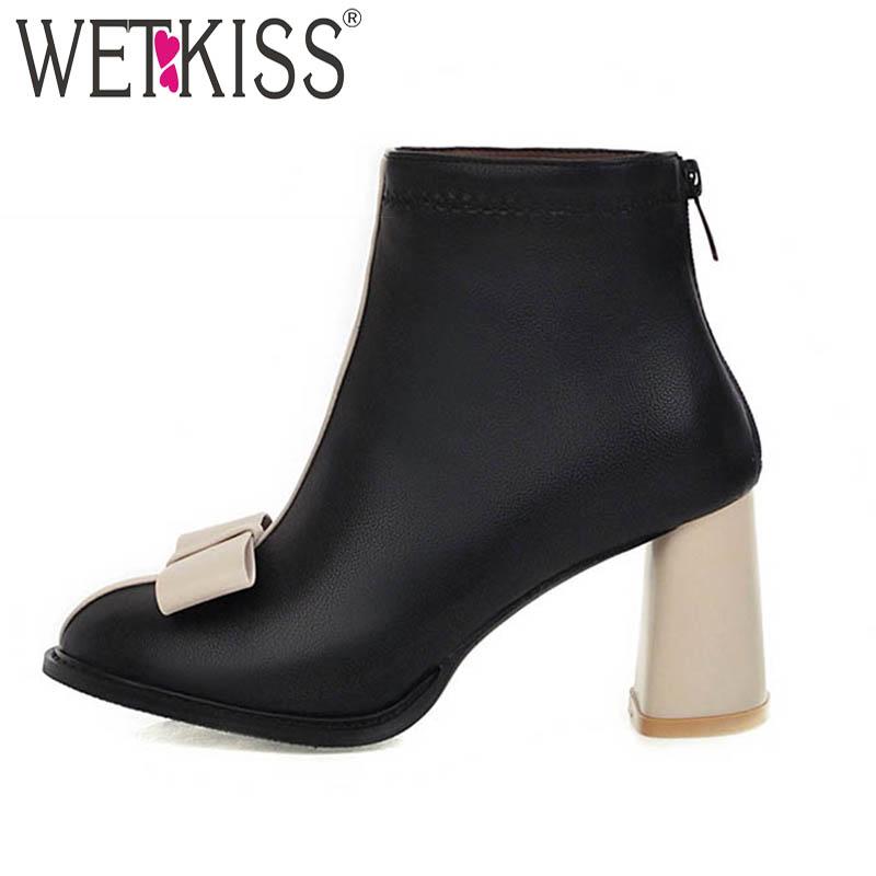 WETKISS High Heels Boots Women Bow-Knot Ankle Boot Pu Shoes Female Stitching Shoes Ladies Zip Round Toe Winter 2020 New, Black thin fur
WETKISS High Heels Boots Women Bow-Knot Ankle Boot Pu Shoes Female Stitching Shoes Ladies Zip Round Toe Winter 2020 New, Black thin fur