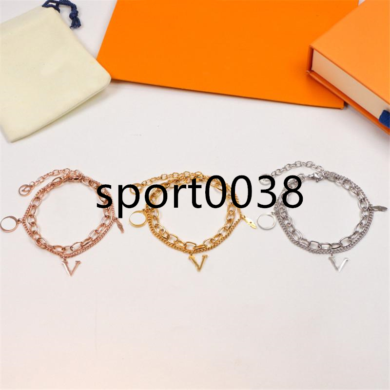 Luxury Letter Pendant Bracelets Double Chain Bracelet Designer Couple Jewelry Titanium Steel Bangle With Stamps
Luxury Letter Pendant Bracelets Double Chain Bracelet Designer Couple Jewelry Titanium Steel Bangle With Stamps