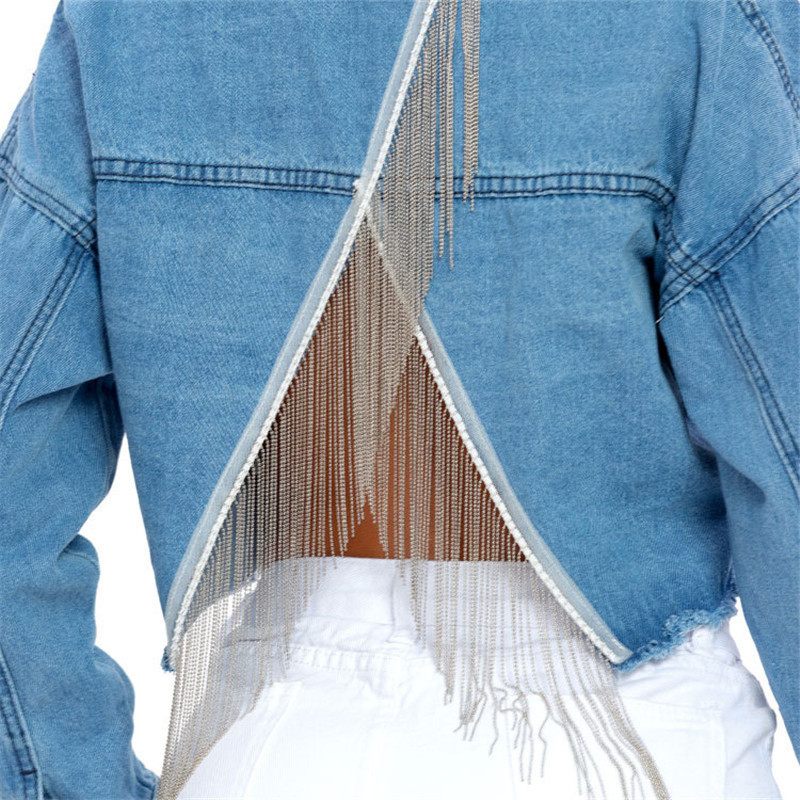 Hot Sale Woman Long Sleeve Short Denim Jacket Coat Fashion Trendy Tassel Jean Jacket Spring Summer Female clothing XS-L Y201006